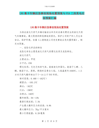 LNG集卡车辆应急事故现场处置预案与PSA工段晃电应急预案汇编