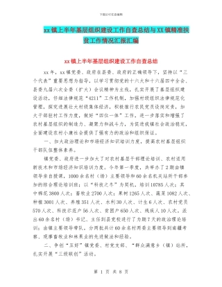 xx镇上半年基层组织建设工作自查总结与XX镇精准扶贫工作情况汇报汇编