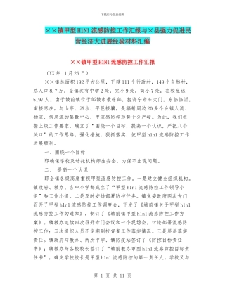 ××镇甲型H1N1流感防控工作汇报与×县强力促进民营经济大发展经验材料汇编