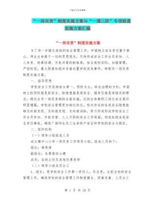 “一岗双责”制度实施方案与“一通三防”专项检查实施方案汇编