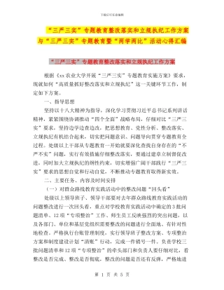 “三严三实”专题教育整改落实和立规执纪工作方案与“三严三实”专题教育暨“两学两比”活动心得汇编