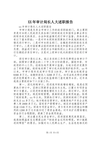 XX年审计局长人大述职报告