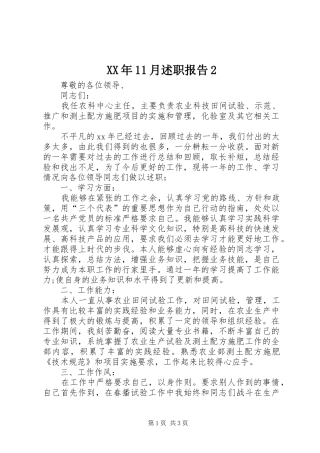 XX年11月述职报告2
