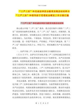 “三严三实”和忠诚干净担当教育实践活动材料与“三严三实”和领导班子思想政治建设工作方案汇编
