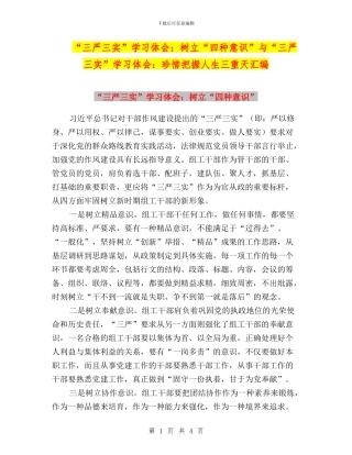 “三严三实”学习体会：树立“四种意识”与“三严三实”学习体会：珍惜把握人生三重天汇编