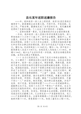 县长某年述职述廉报告