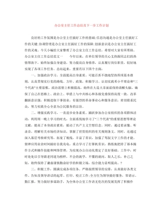 办公室主任工作总结及下一步工作计划