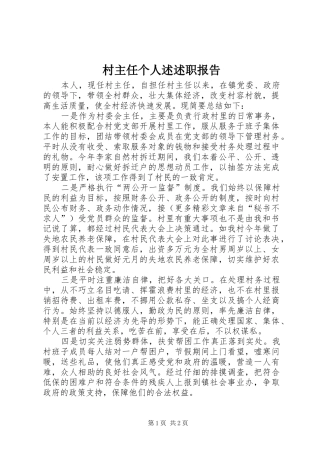 村主任个人述述职报告