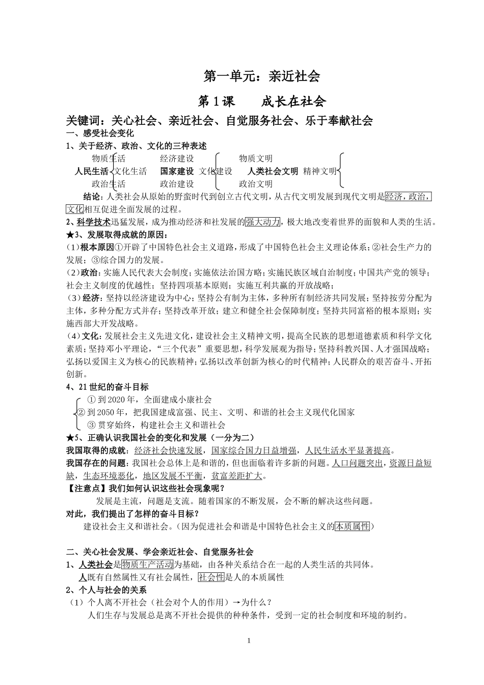 第一单元复习提纲（自创）_第1页