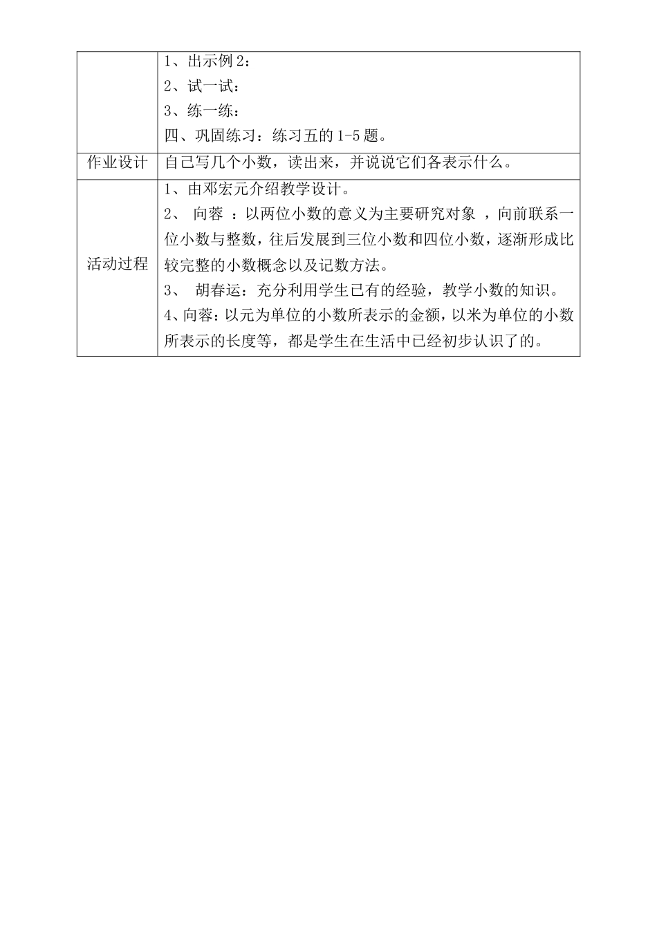 四年级数学集体备课活动记录表_第2页