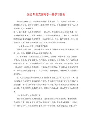 2020年党支部两学一做学习计划