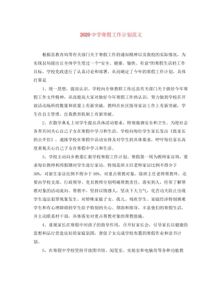 寒假工作计划范文