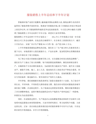 服装销售上半年总结和下半年计划