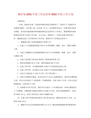 城管处度工作总结和的工作计划