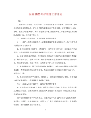 医院年护理部工作计划2