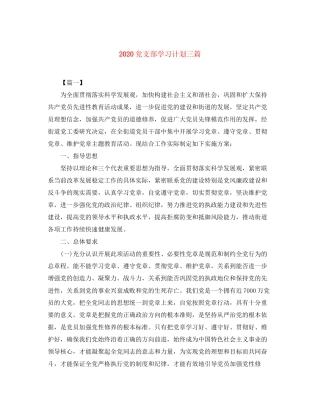 党支部学习计划三篇