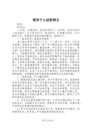 领导个人述职例文