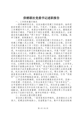 供销联社党委书记述职报告