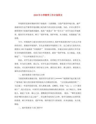 2020年小学教学工作计划范文