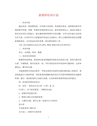 新教师培训计划
