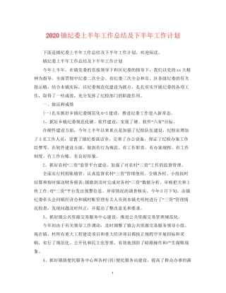 镇纪委上半年工作总结及下半年工作计划