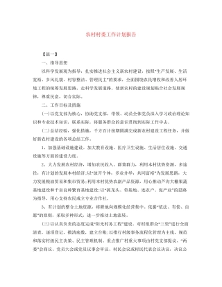 农村村委工作计划报告