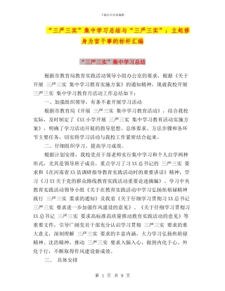 “三严三实”集中学习总结与“三严三实”：立起修身为官干事的标杆汇编