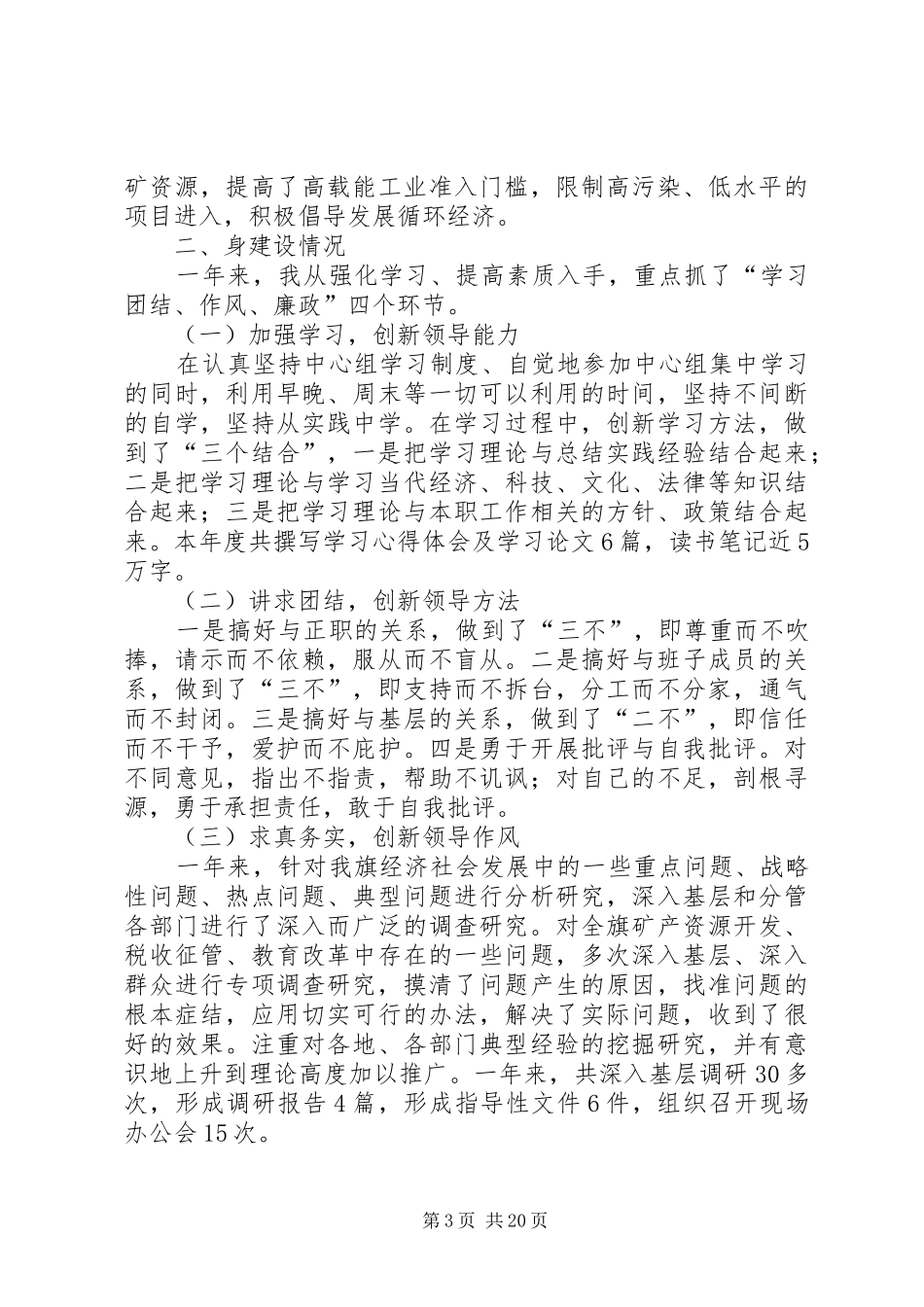 常务副旗长年度述职报告_第3页