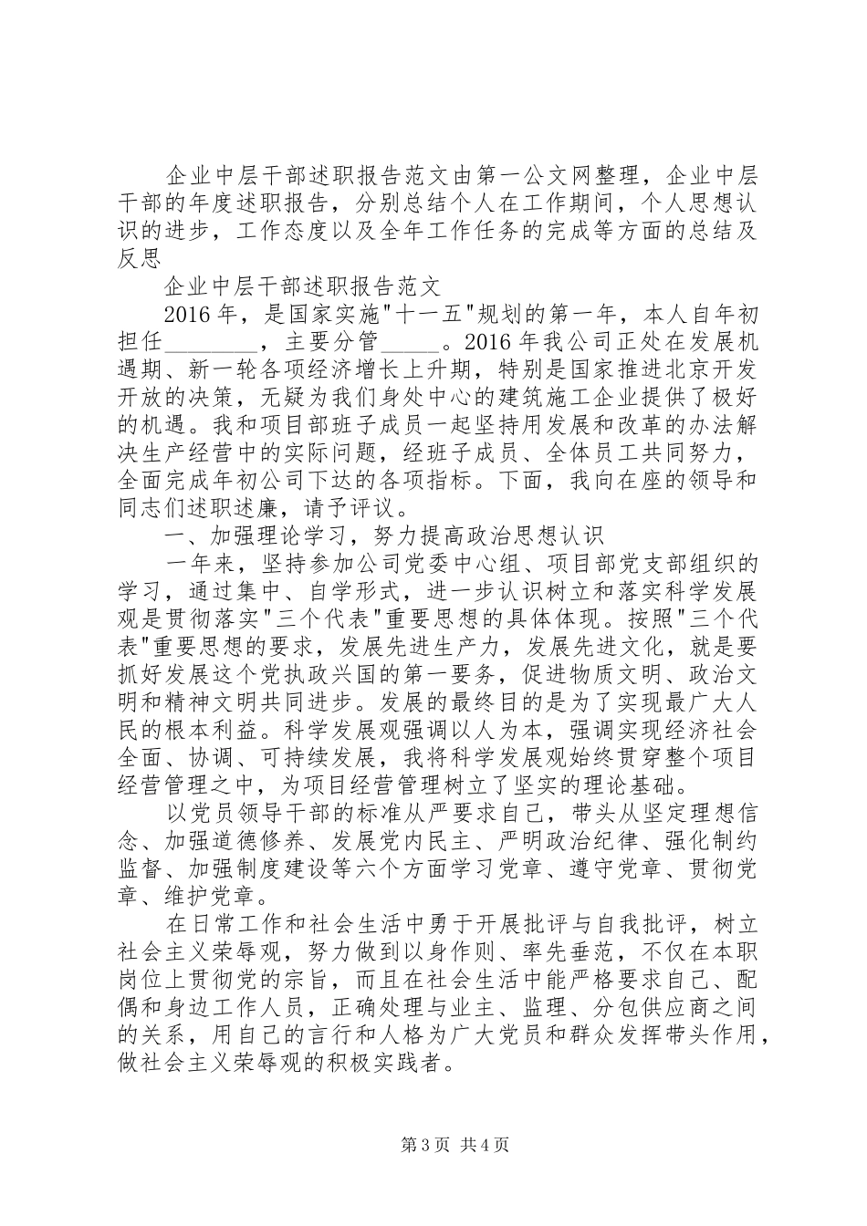 企业中层干部述职报告_第3页