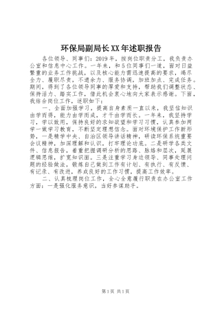 环保局副局长XX年述职报告