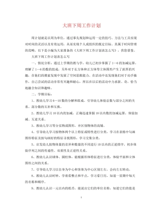 大班下周工作计划