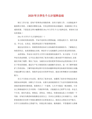 2020年大学生个人计划和总结