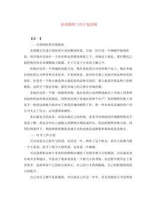 医药销售工作计划范例