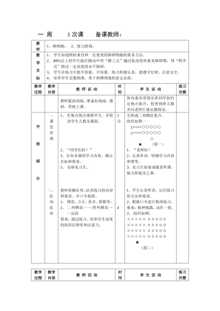 一周1次课备课教师