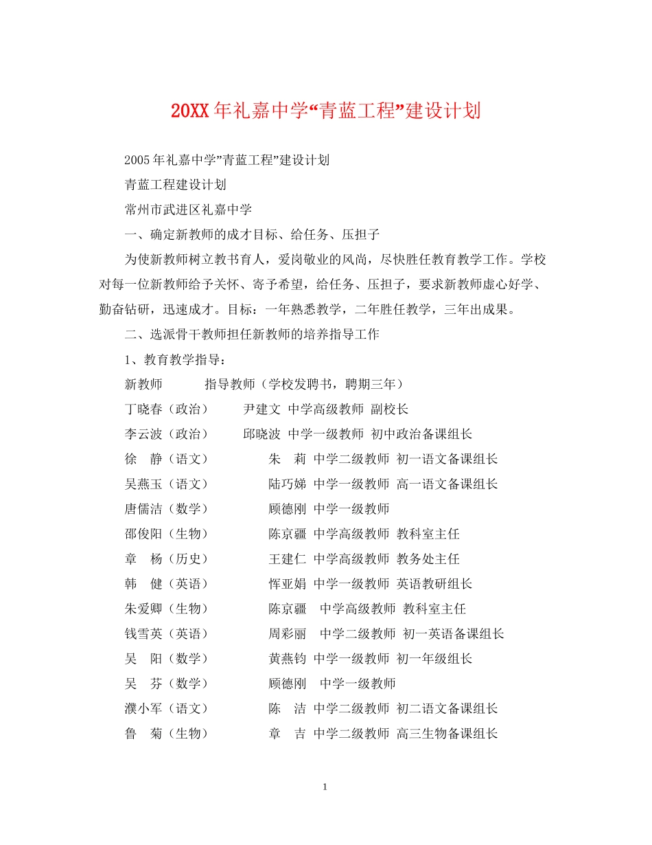 礼嘉青蓝工程建设计划_第1页