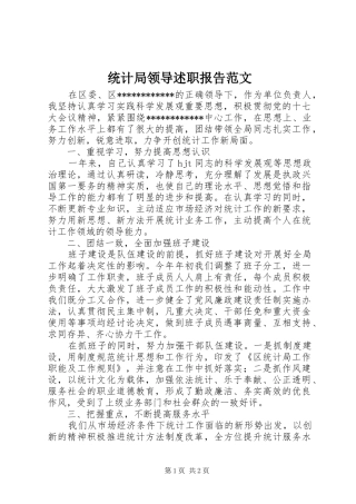 统计局领导述职报告范文