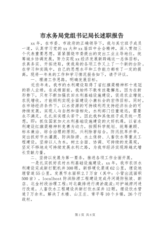 市水务局党组书记局长述职报告