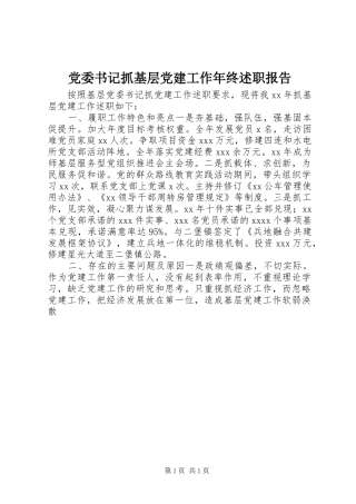 党委书记抓基层党建工作年终述职报告