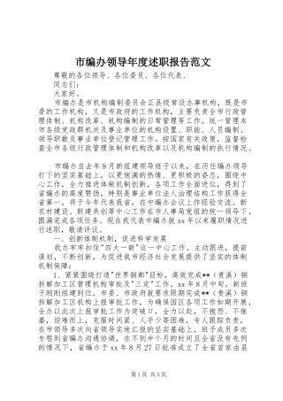 市编办领导年度述职报告范文