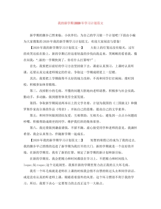 我的新学期年学习计划范文