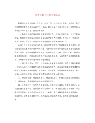 业务员11月工作计划范文