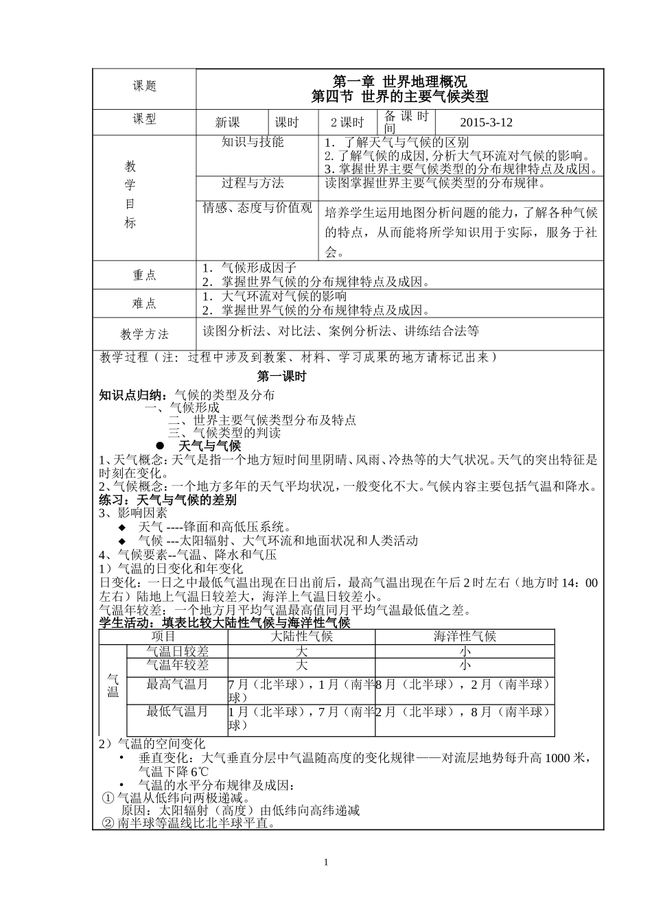 世界的主要气候类型教学设计王佳_第1页