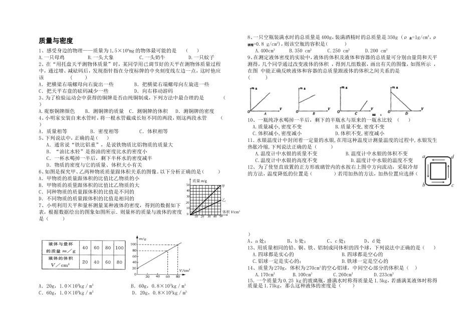 质量与密度专题_第1页