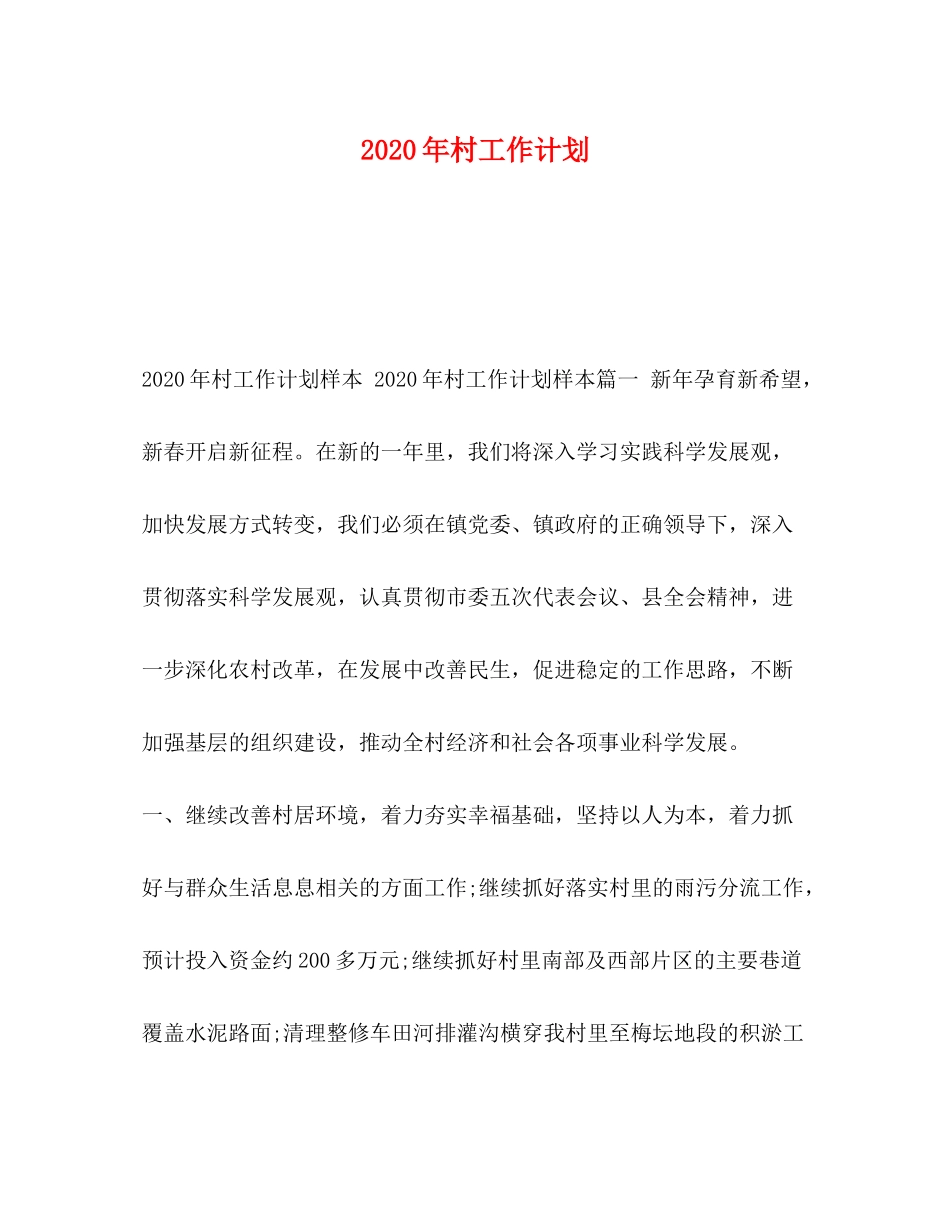 2020年村工作计划_第1页
