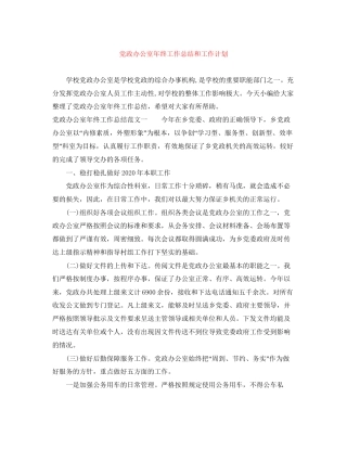 党政办公室年终工作总结和工作计划