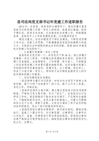 县司法局党支部书记年党建工作述职报告