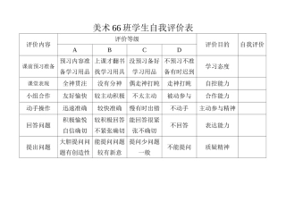 学生自我评价表