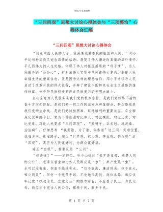 “三问四观”思想大讨论心得体会与“三项整治”心得体会汇编