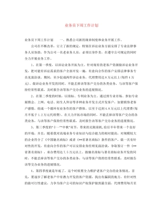 业务员下周工作计划