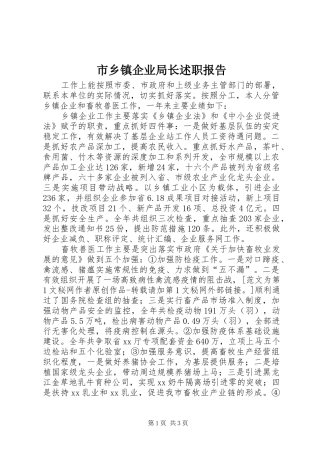 市乡镇企业局长述职报告